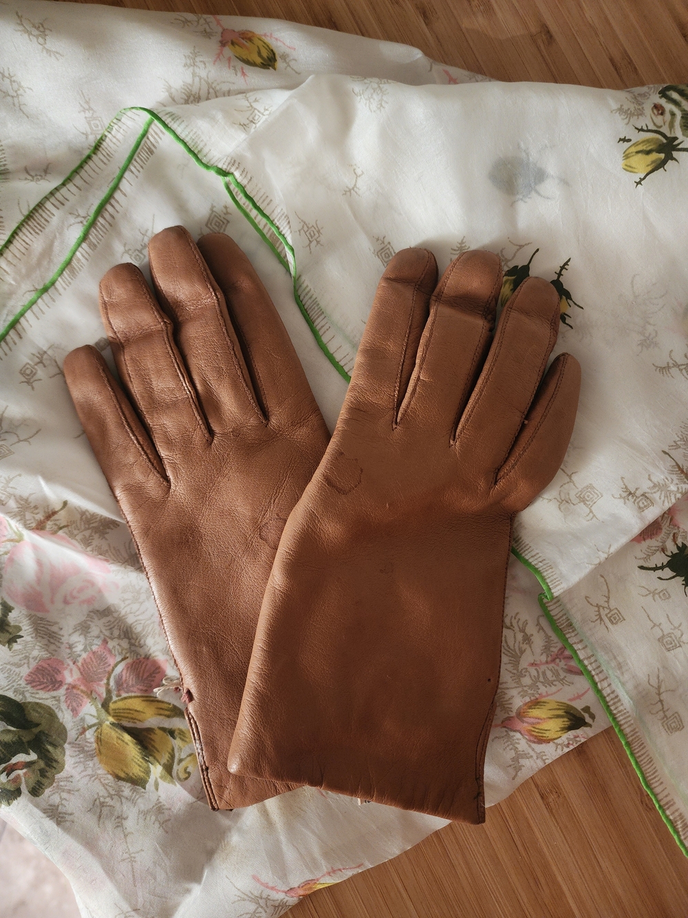 Vintage Brown Leather Gloves Fur Lined 1940s 1950s Made Italy